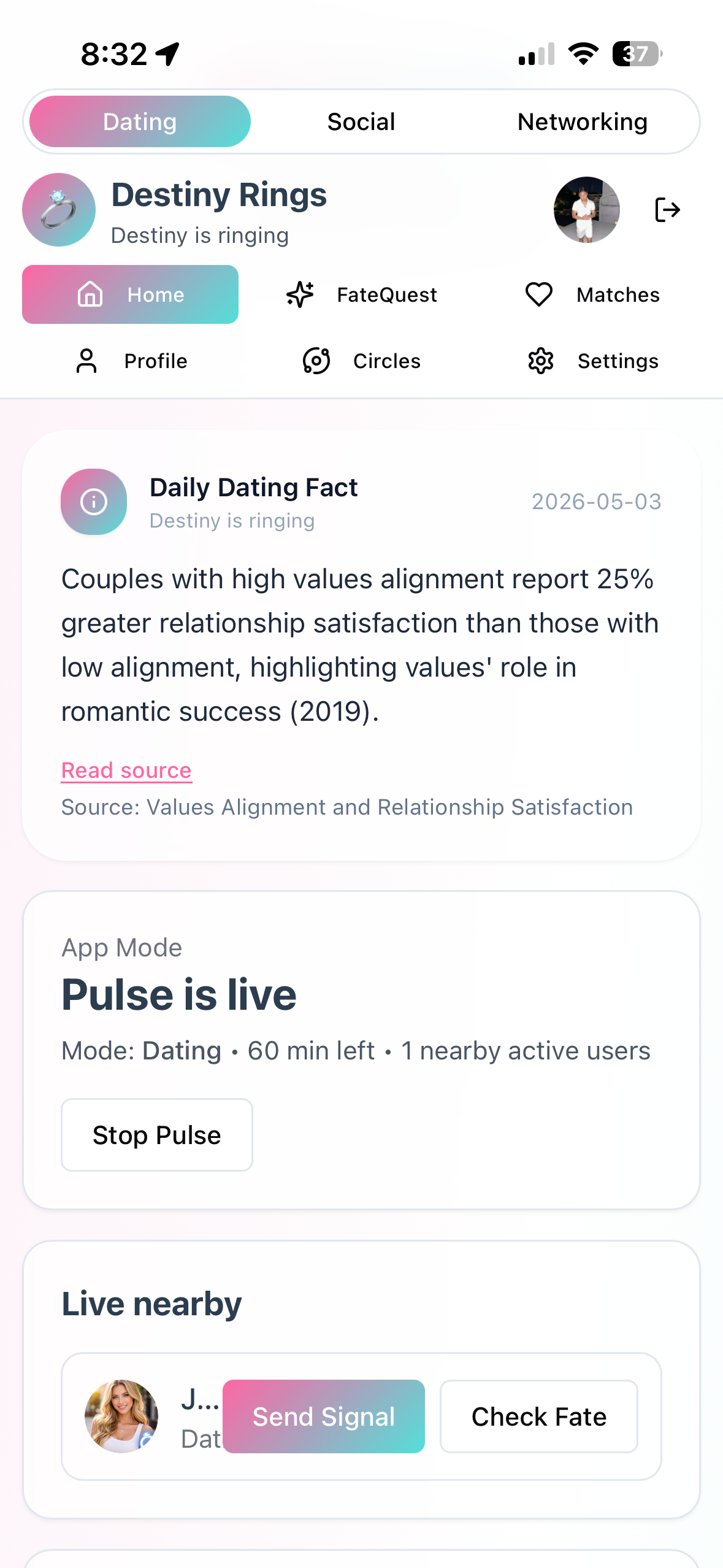 Go Live screen